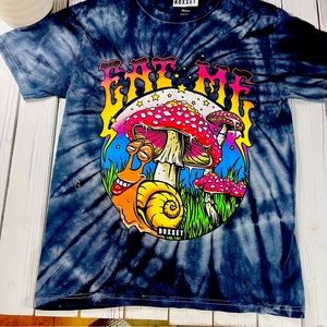 Boxset Limited Edition Blacklite T Shirt Black Tie Dye Trippy Mushroom Size S